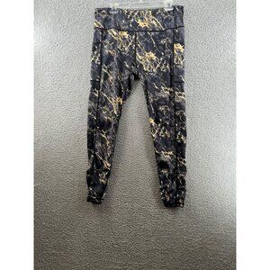 Constantly Varied Gear Black & Gold Marble Print Leggings Activewear Yoga Pants